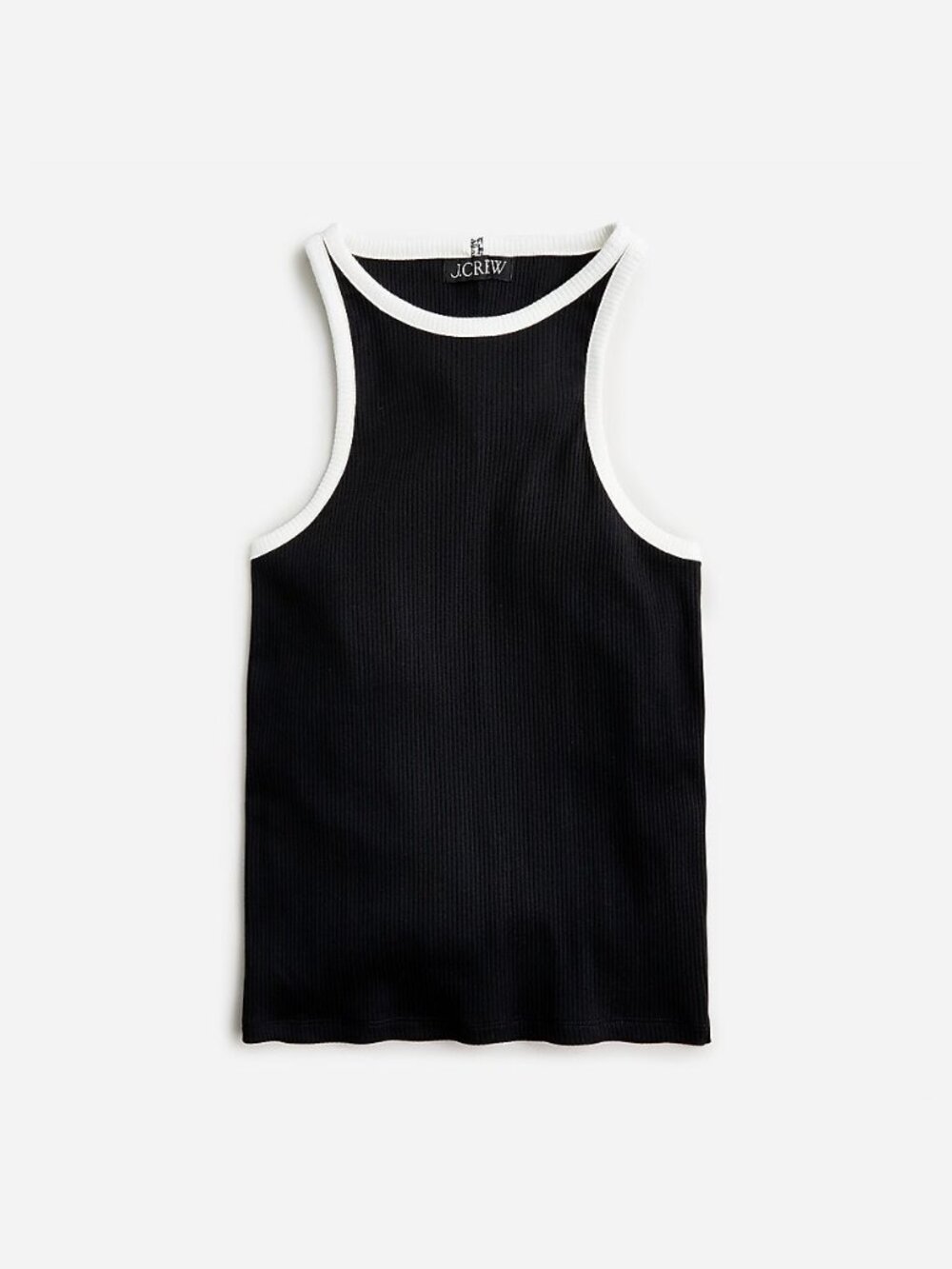 NWT J. Crew Vintage rib high neck cutaway tank top with contrast trim